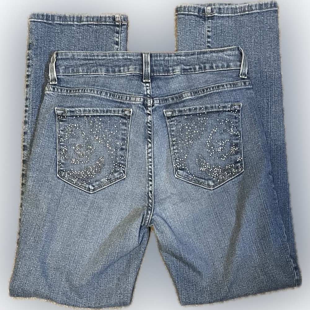NYDJ Straight Leg Rhinestone Embellished Jeans size 4P